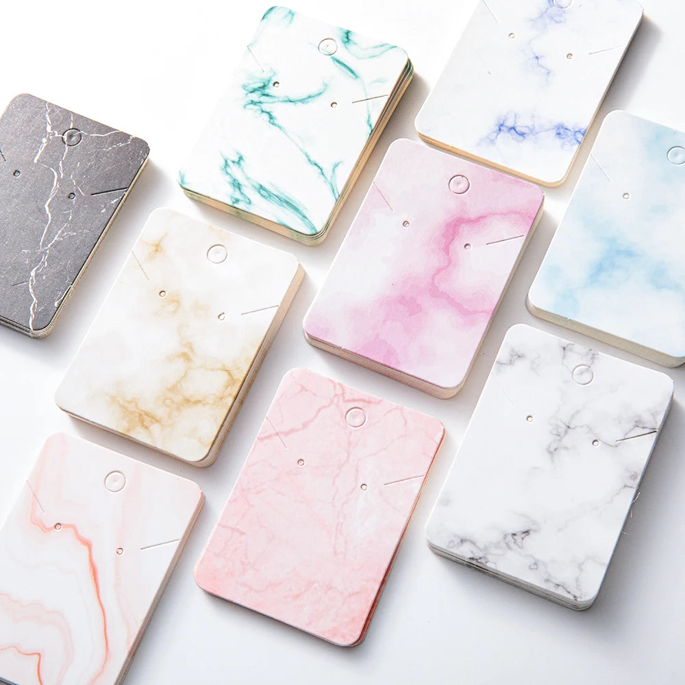50pcs 5x7cm Marbling Earrings Display Cardboard Self Sealing Pouch For Jewelry Packaging Card Storage Organizer Small Businesses