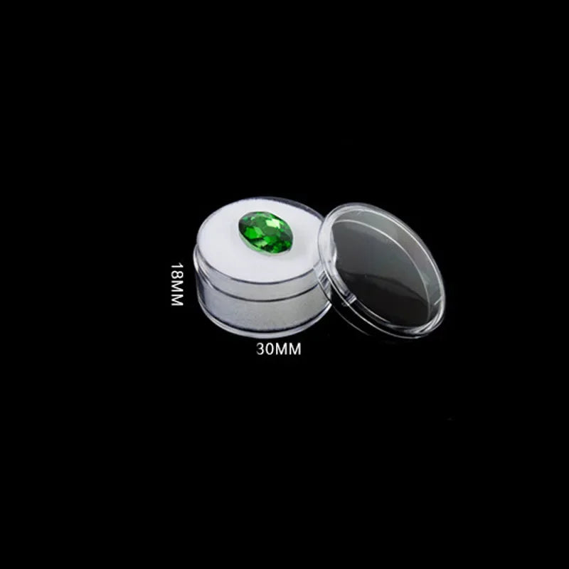 12Pcs/lot Round Bare Diamond Box Diamond Gemstone Bead Storage Box Jewelry Sample Clear Display Container Gem Packaging Case