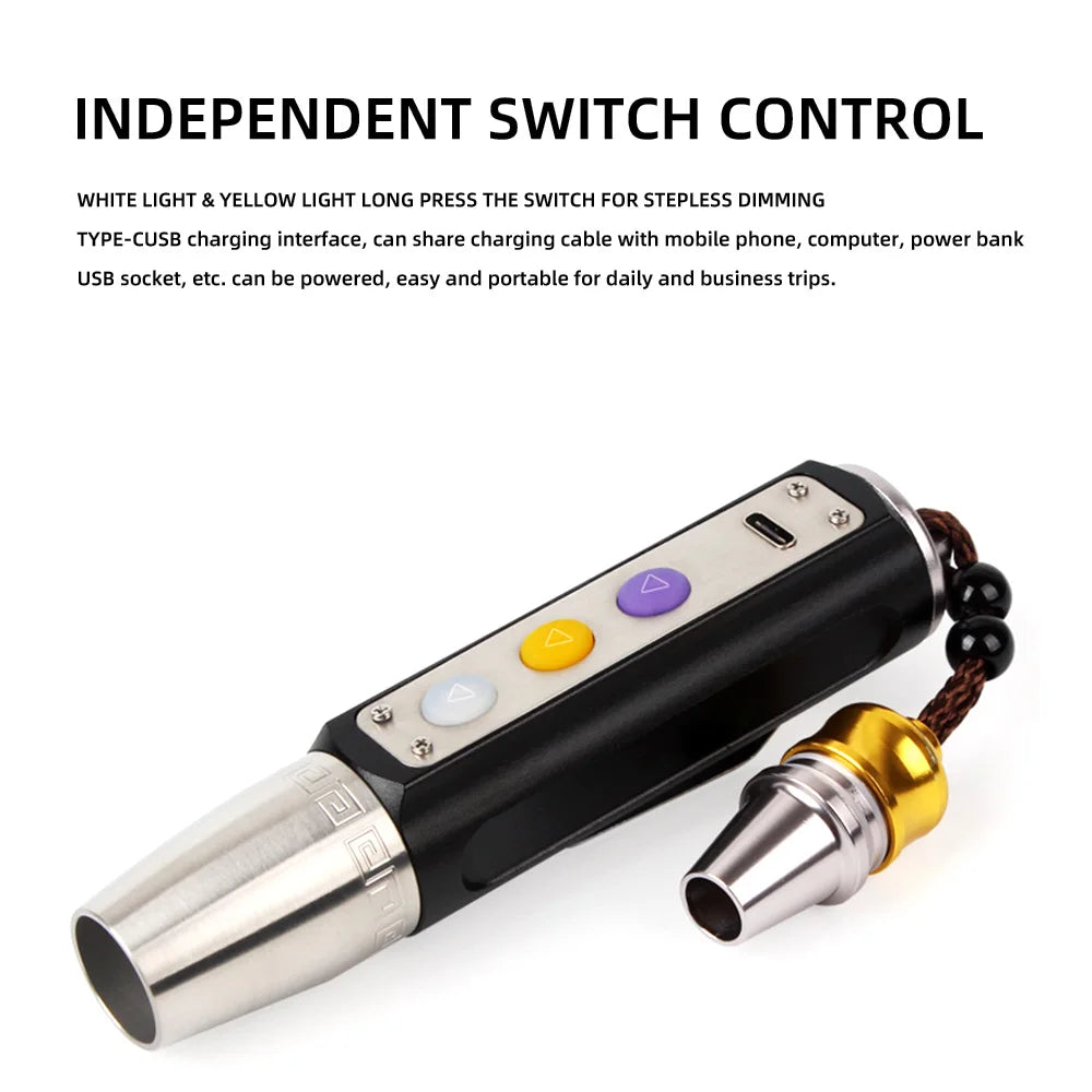 Rechargeable Jade Identification Flashlight 365/395NM LED Torch 3 Light Source Lamp Jewelry Gems Detector UV Light Flashlight