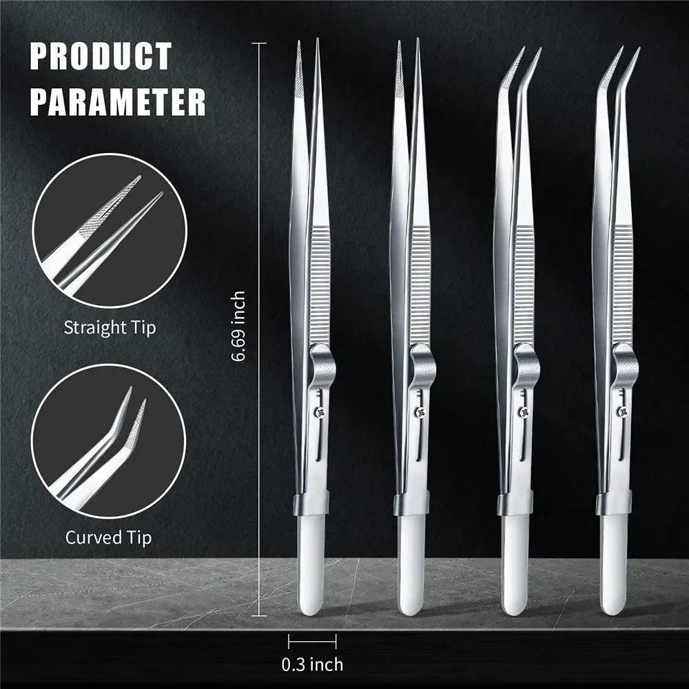 Sandblasted Jewelry Tweezers 16CM Slotted BuckleHigh PrecisionStainless Steel forDIY Diamond Gem Setting Ideal Gift for Jewelers