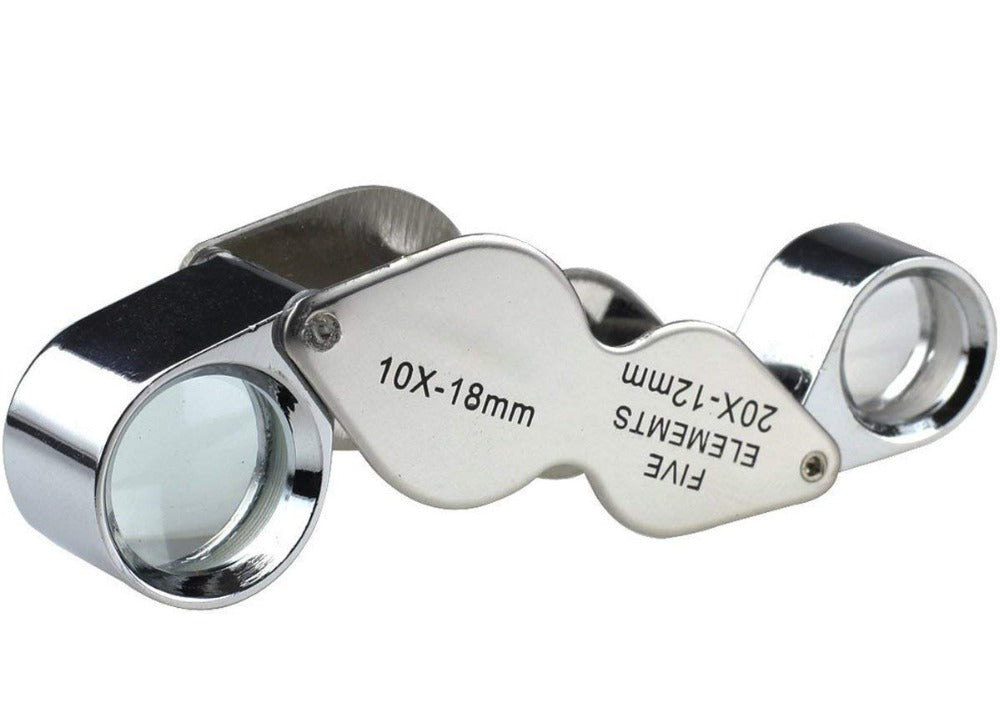 Miniature Magnifying Glass Twin Lens 10x 20x Magnifiers for Jewelrys Gems Stones Stamps Coins Watches Models Magnifier Loupe