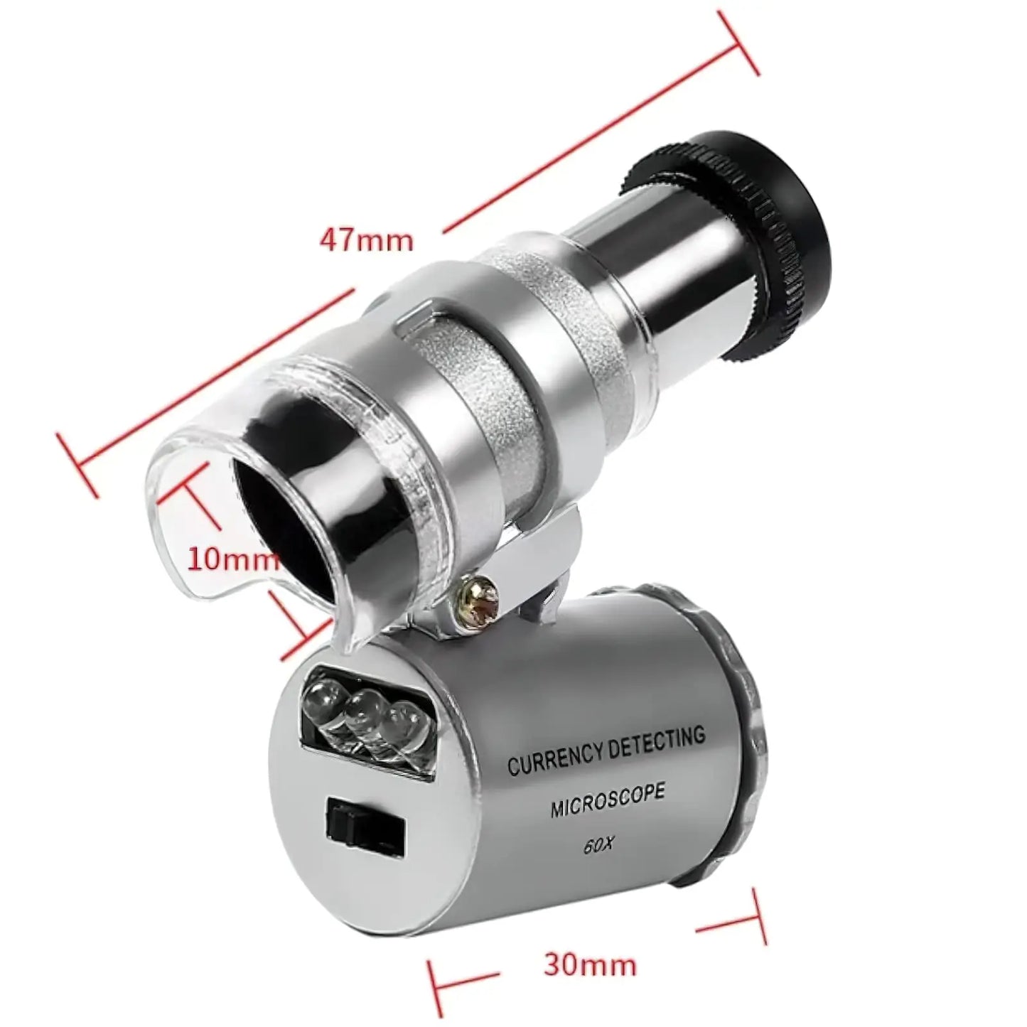 60x Jeweler Eye Loupe with LED UV Light Pocket Magnifying Glass Jeweler Magnifier Adjustable Focus Mini Microscope for Gem Coins