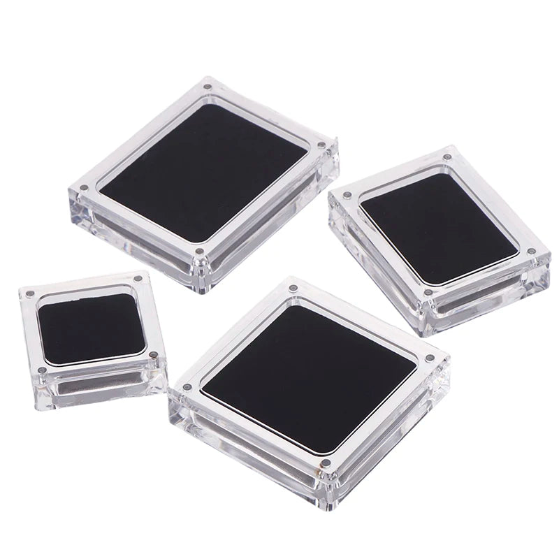 1pcs Acrylic Glass Top Gem Box Gemstone Diamond Display Stand Holder Storage Organizer Case