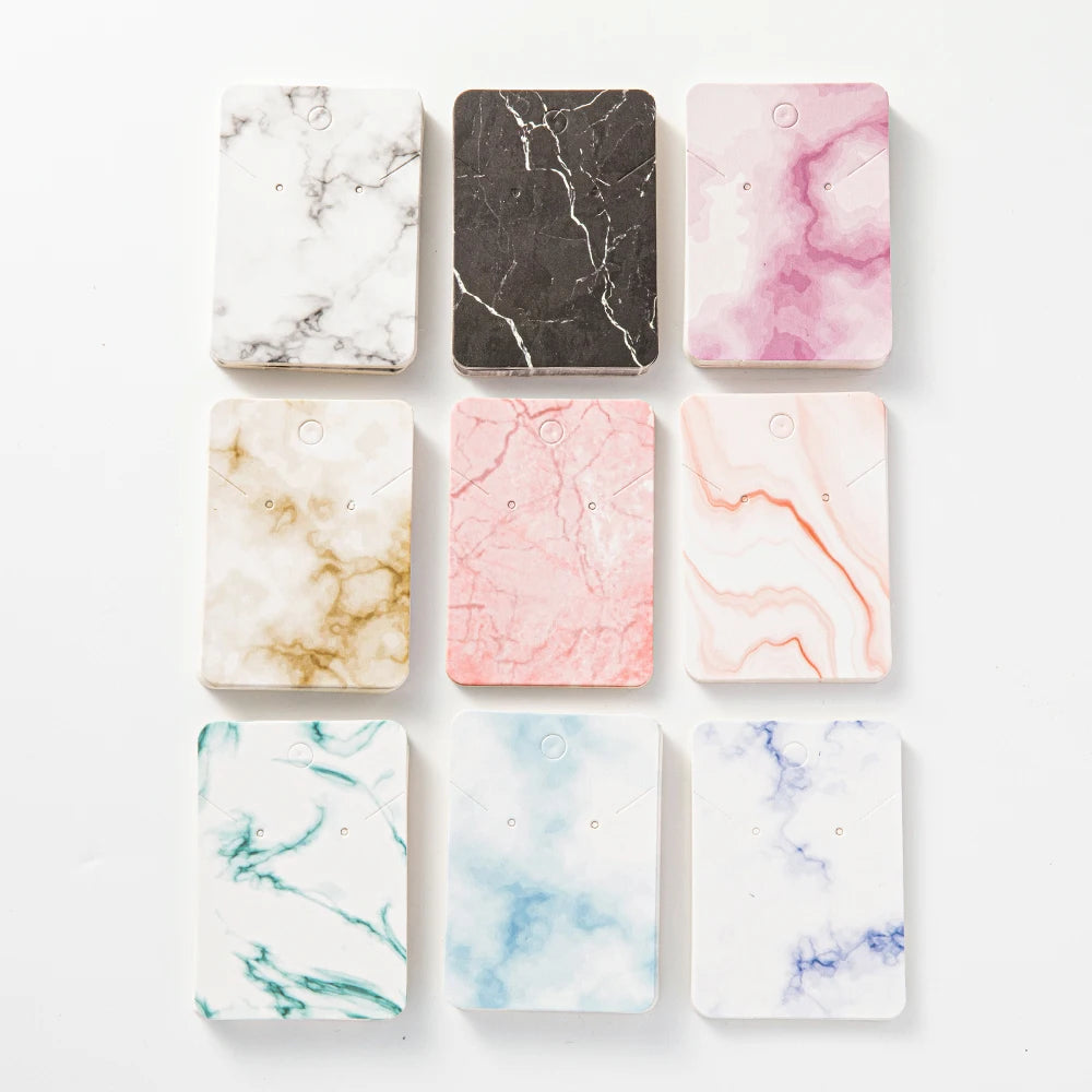 50pcs 5x7cm Marbling Earrings Display Cardboard Self Sealing Pouch For Jewelry Packaging Card Storage Organizer Small Businesses