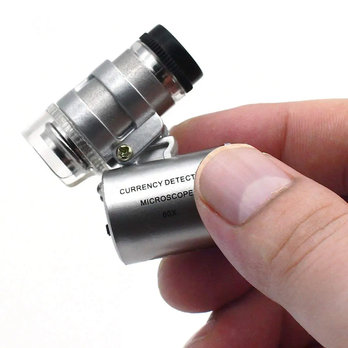 60x Jeweler Eye Loupe with LED UV Light Pocket Magnifying Glass Jeweler Magnifier Adjustable Focus Mini Microscope for Gem Coins