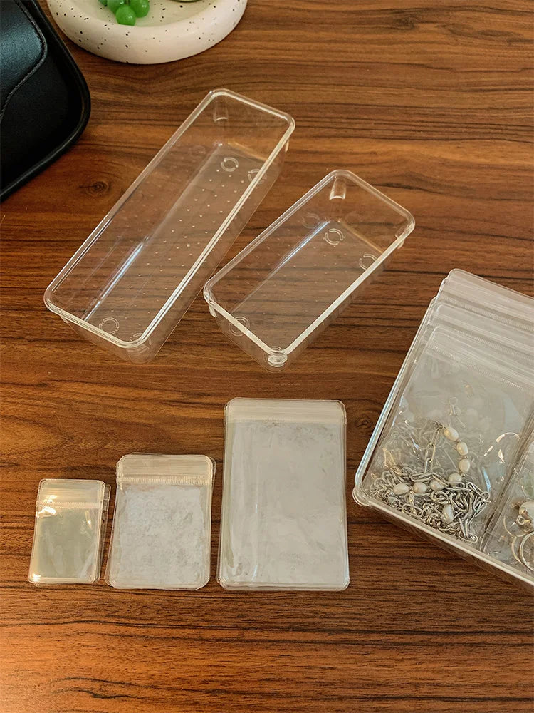 Anti-oxidation Jewelry Storage Bag Desktop Drawer Organizer Transparent Necklace Bracelet Ring Holder Pouch Earring Display Case
