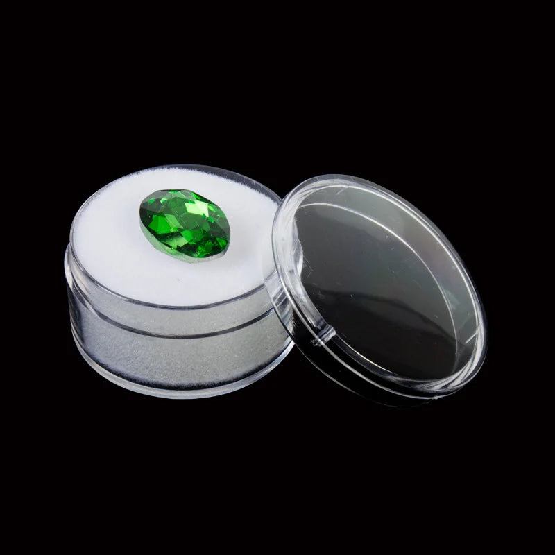 12Pcs/lot Round Bare Diamond Box Diamond Gemstone Bead Storage Box Jewelry Sample Clear Display Container Gem Packaging Case