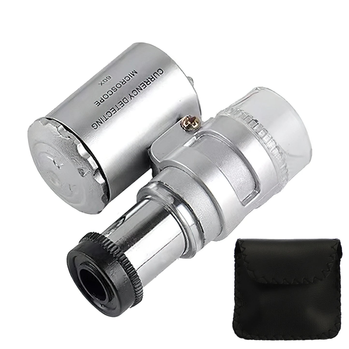 60x Jeweler Eye Loupe with LED UV Light Pocket Magnifying Glass Jeweler Magnifier Adjustable Focus Mini Microscope for Gem Coins