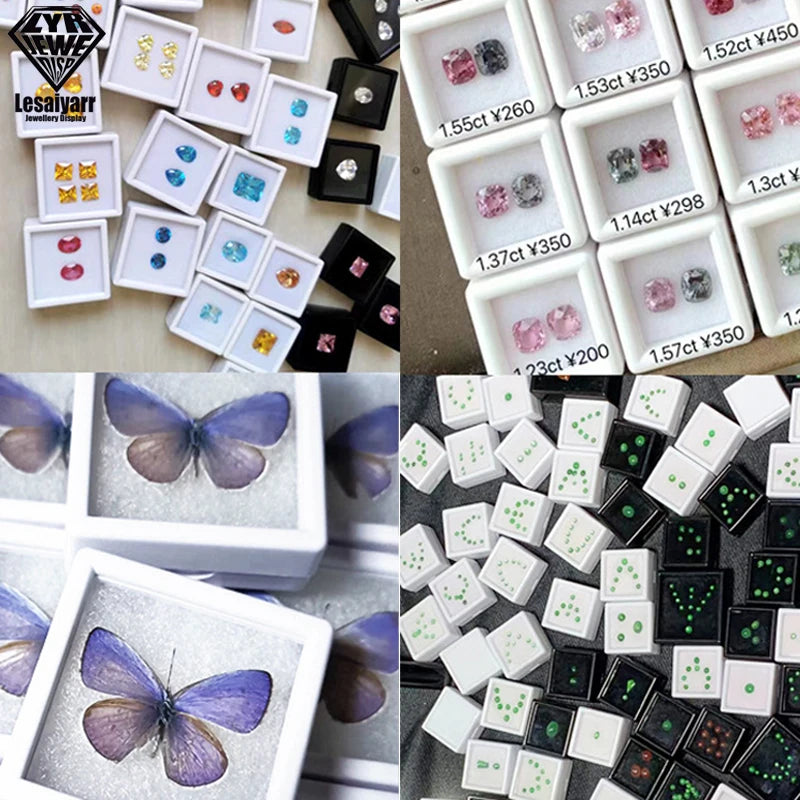 Wholesale 70x 3cm Gem Display Storage Box Gemstones Packaging Container Loose Diamond Pendant Organizer Transparent Glass Lid