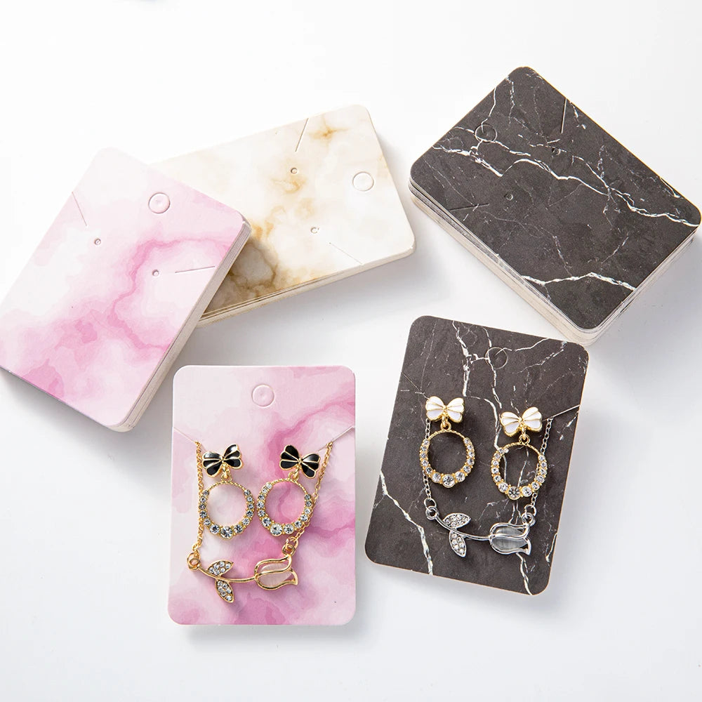 50pcs 5x7cm Marbling Earrings Display Cardboard Self Sealing Pouch For Jewelry Packaging Card Storage Organizer Small Businesses