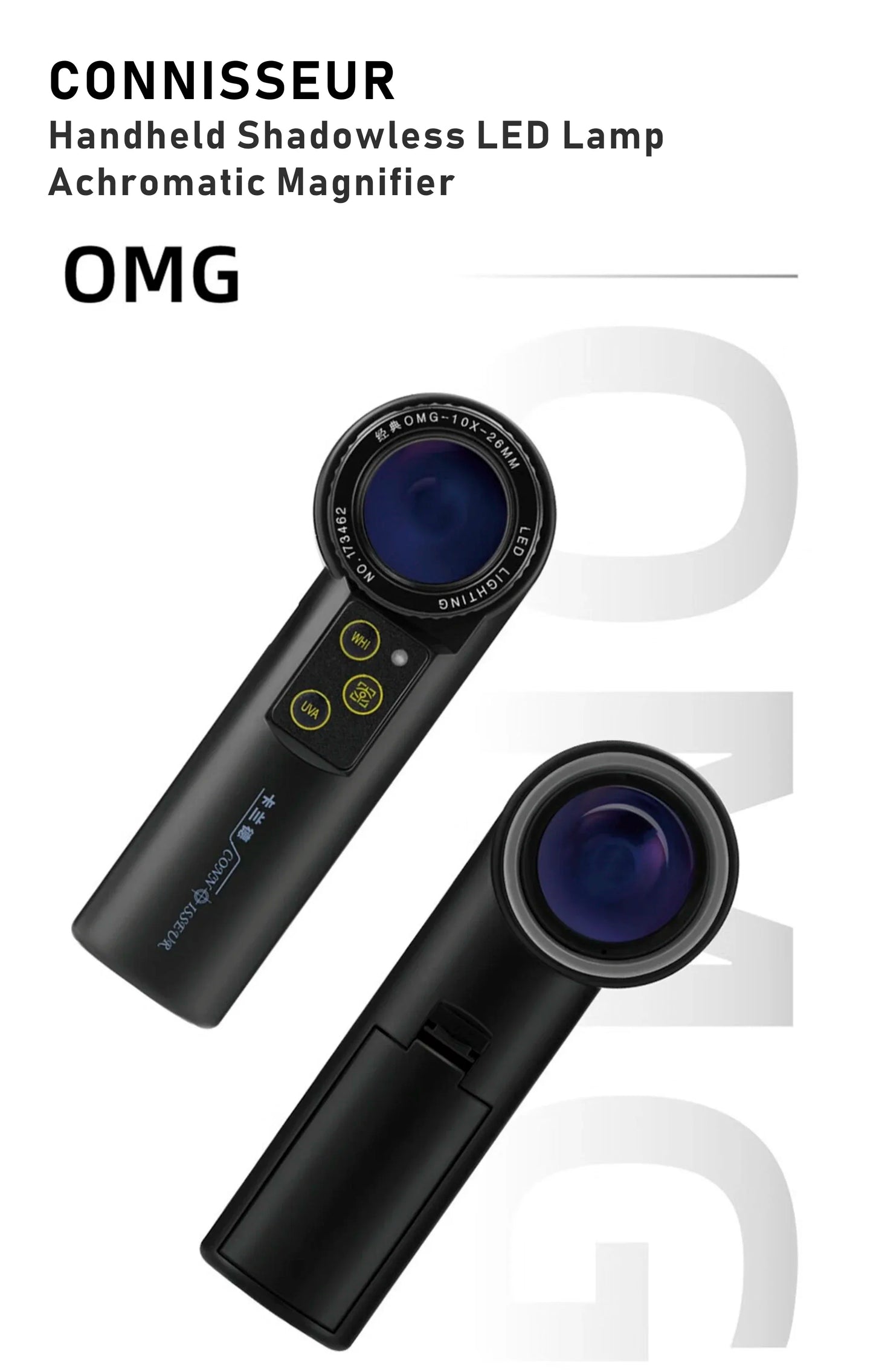 OMS 10X 20X Shadowless LED Handheld Magnifier Achromatic Loupe Antique Diamond Gemstone Jewelry Watch Identification Instruments