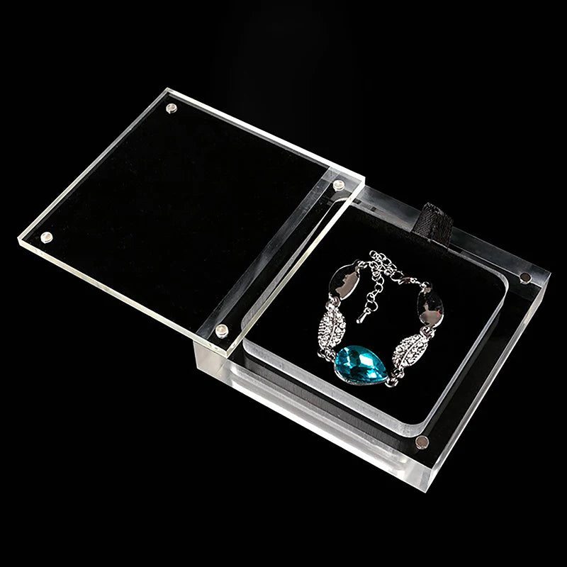 1pcs Acrylic Glass Top Gem Box Gemstone Diamond Display Stand Holder Storage Organizer Case