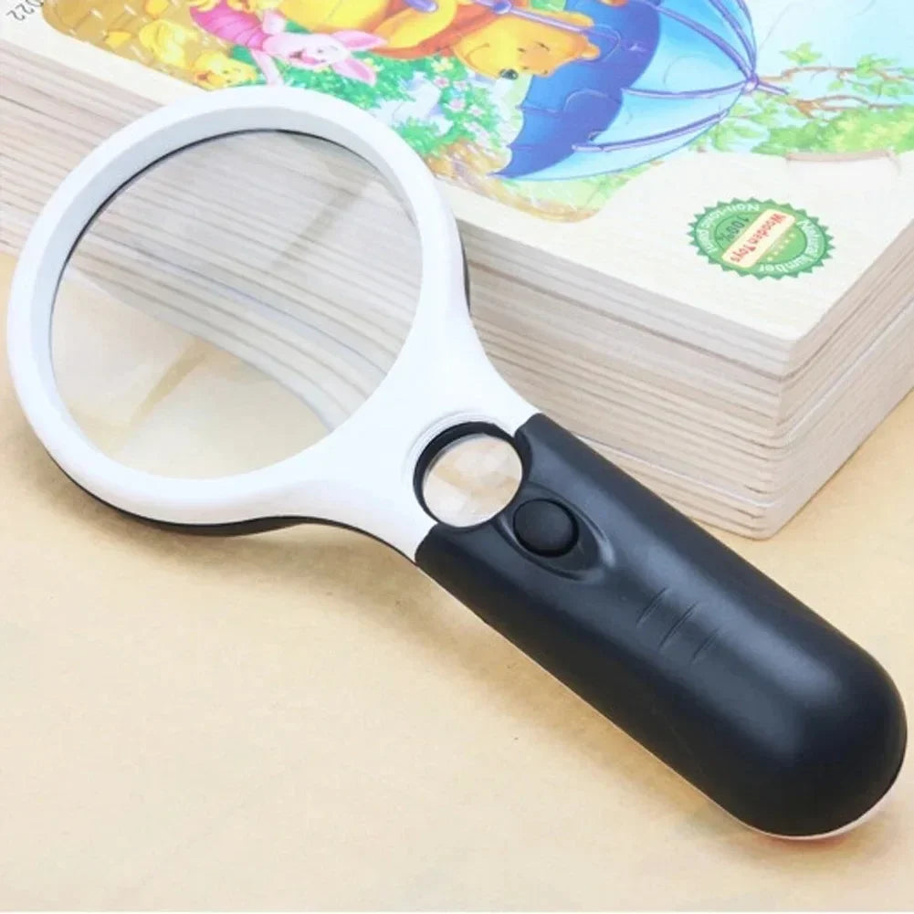 45X 3X Professional Magnifying Glass Jewelry Loupe With LED Light Handheld Magnifier Lupa For Coins Stamps Kids Seniors Reading