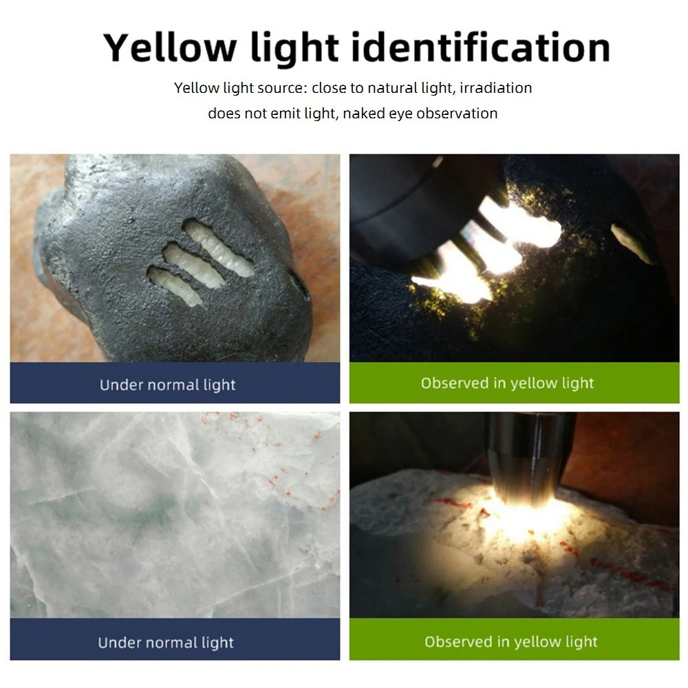 4-In-1 Jade Detector Light UV 365nm Rechargeable Emerald Jewelry Gems Amber Identification Flashlight Ultraviolet LED Torch Lamp