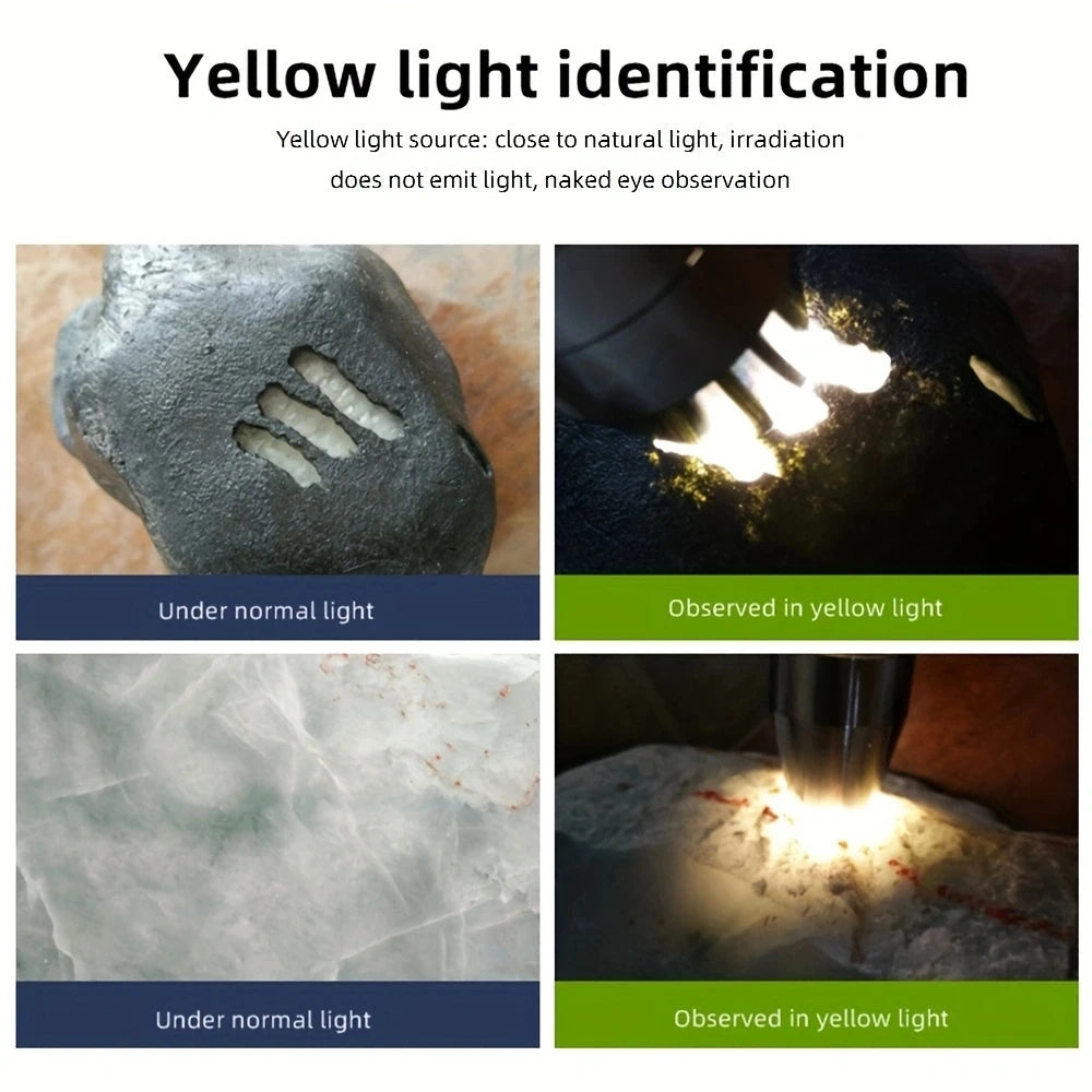 6-in-1 White Yellow UV 365nm/395nm LED LCD Flashlight USB charging Jewelry Jade Stone Pet Stains Marker Ore Money Scorpion Light