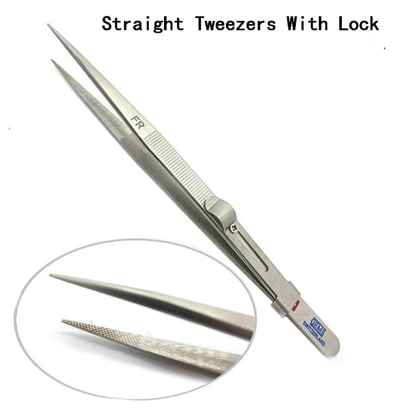 Extra Long Stainless Steel Diamond Curved Tip Tweezers for Stone Gems Rhinestones Acrylic Picking Tool & Making Jewelry Craft