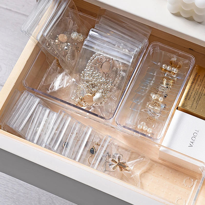 Anti-oxidation Jewelry Storage Bag Desktop Drawer Organizer Transparent Necklace Bracelet Ring Holder Pouch Earring Display Case