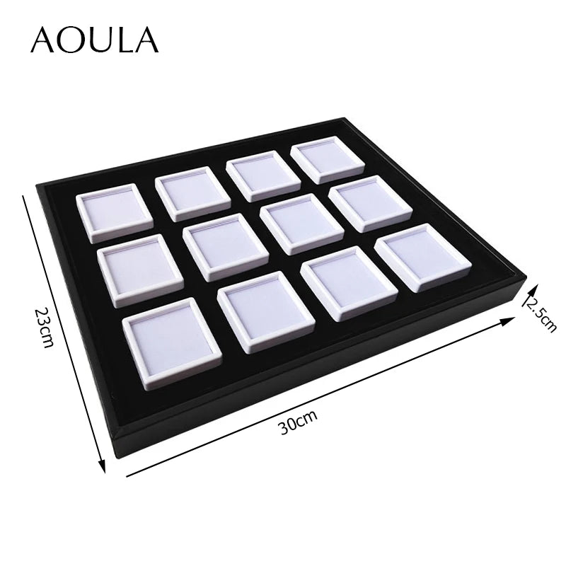 Gem Jar Display Gemstone Jewelry Insert Tray Loose Diamond Stone Display Box Gems Storage Holder Container Organizer with Sponge