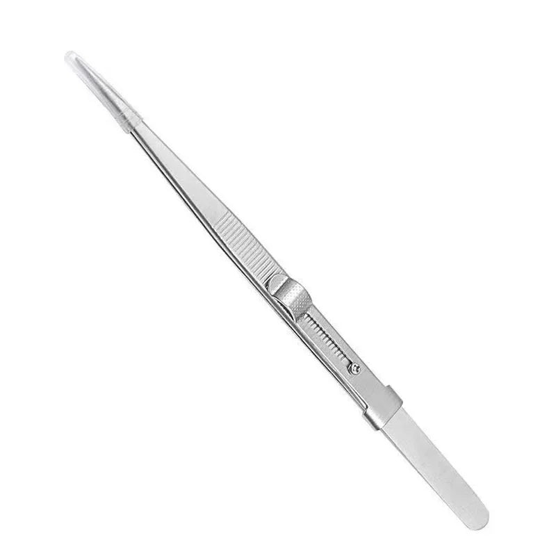 Sandblasted Jewelry Tweezers 16CM Slotted BuckleHigh PrecisionStainless Steel forDIY Diamond Gem Setting Ideal Gift for Jewelers
