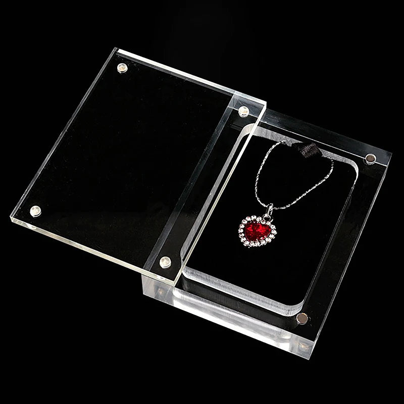 1pcs Acrylic Glass Top Gem Box Gemstone Diamond Display Stand Holder Storage Organizer Case