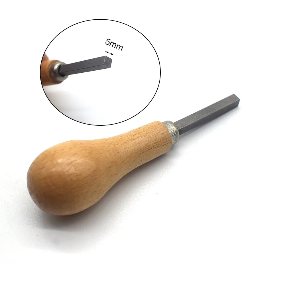 Jewelry Diamond Bezel Set Gemstone Setting Tool Pusher Hand DIY Tool with Wooden Handle