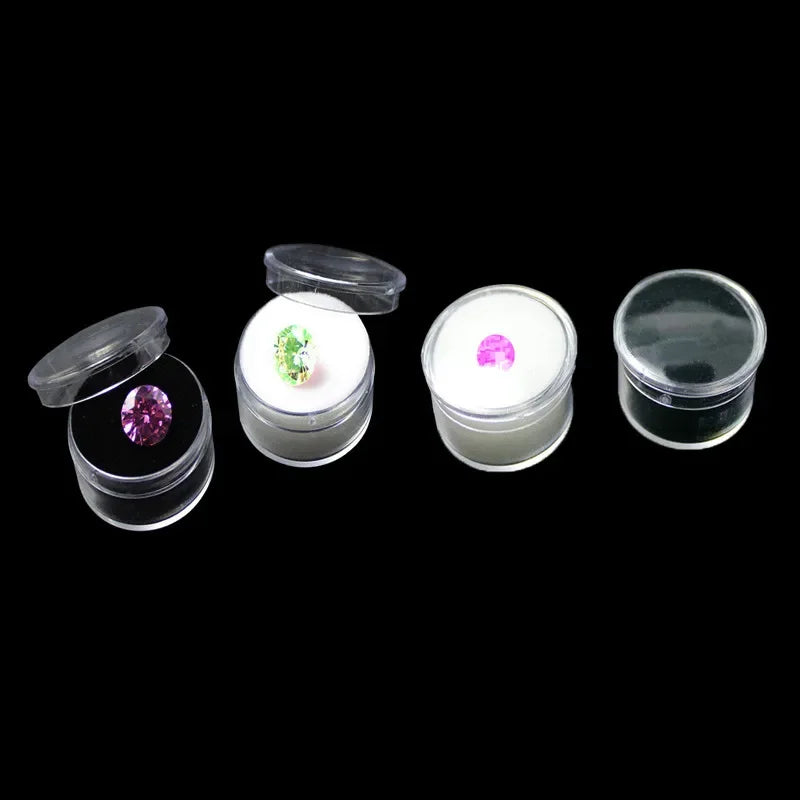12Pcs/lot Round Bare Diamond Box Diamond Gemstone Bead Storage Box Jewelry Sample Clear Display Container Gem Packaging Case