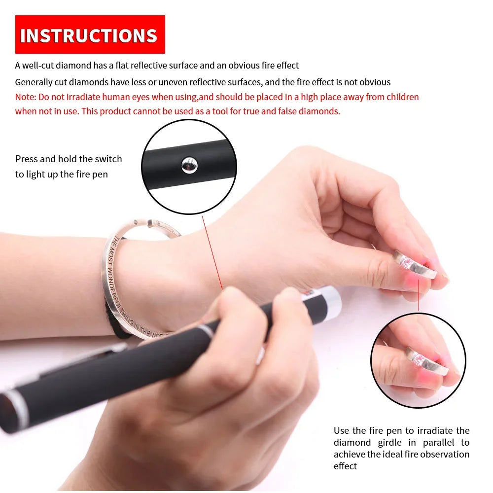 Diamond Fire Pen Jewelry Appraisal and Testing Instrument Flashlight Infrared Pen Fire Color Instrument Cutting Observation