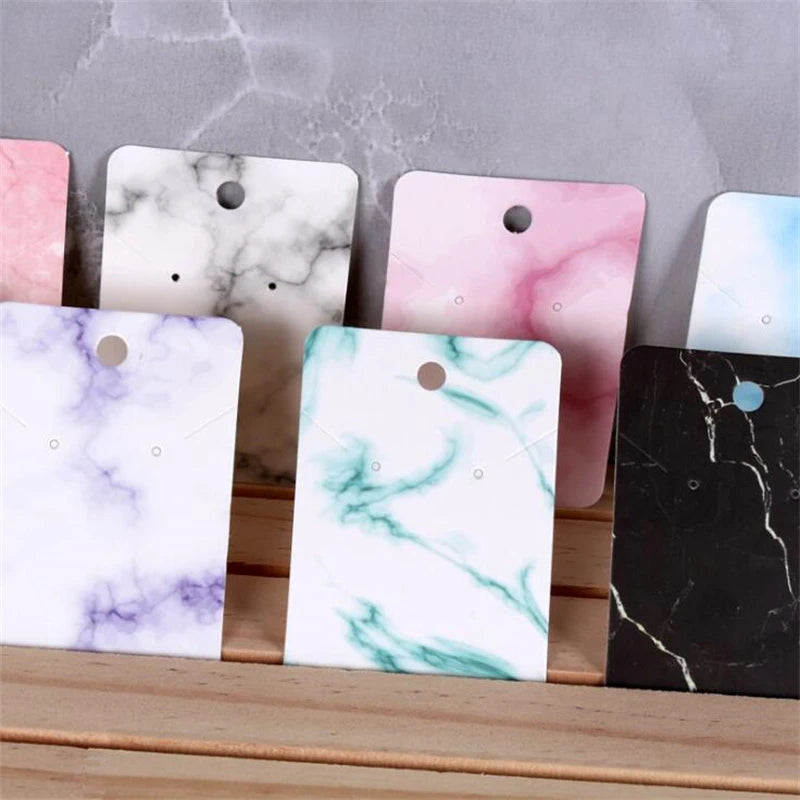 50pcs 5x7cm Marbling Earrings Display Cardboard Self Sealing Pouch For Jewelry Packaging Card Storage Organizer Small Businesses