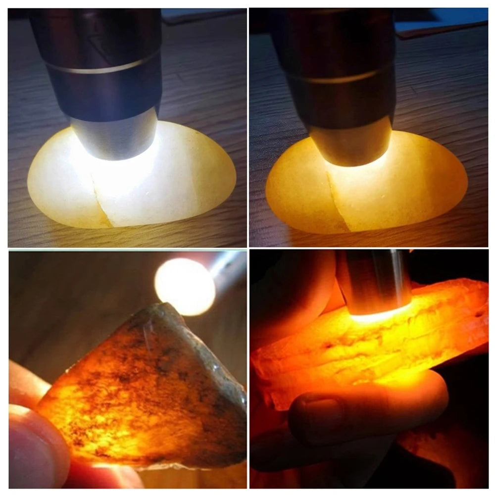 4-In-1 Jade Detector Light UV 365nm Rechargeable Emerald Jewelry Gems Amber Identification Flashlight Ultraviolet LED Torch Lamp