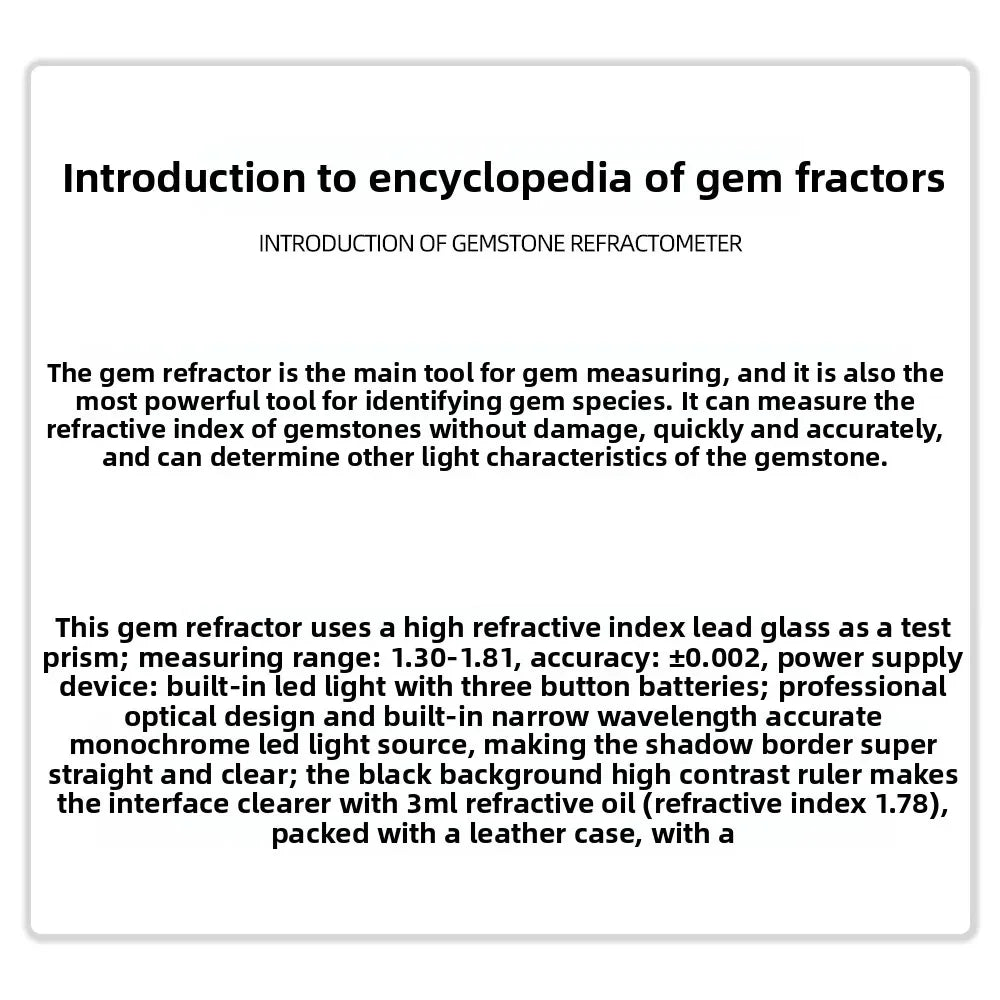 High-precision Jewelry Identification Diamond Detector Built-in Light Source Diamond Detector Gem Refractometer Tool