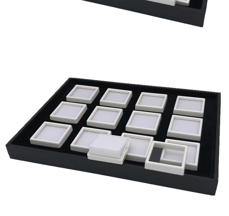 Gem Jar Display Gemstone Jewelry Insert Tray Loose Diamond Stone Display Box Gems Storage Holder Container Organizer with Sponge