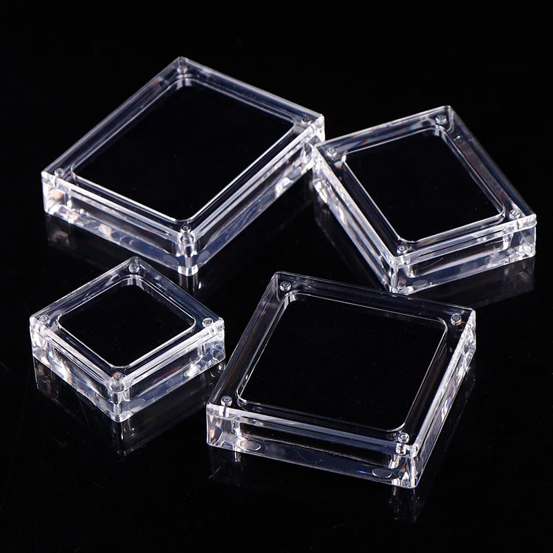 1pcs Acrylic Glass Top Gem Box Gemstone Diamond Display Stand Holder Storage Organizer Case