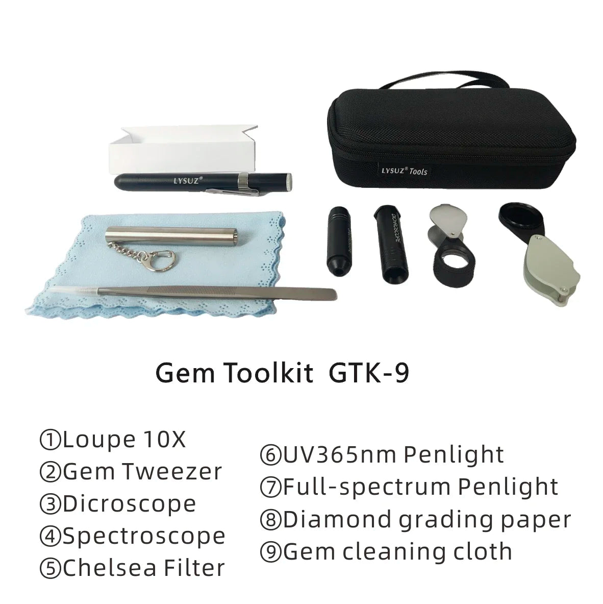 Gemstone Testing Identification Toolkit Polariscope Spectroscope Dichroscope Loupe Gemological Jewelry Diamond Watch Tools LYSUZ