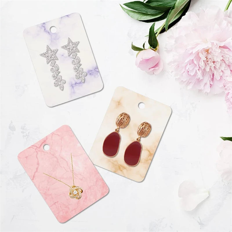50pcs 5x7cm Marbling Earrings Display Cardboard Self Sealing Pouch For Jewelry Packaging Card Storage Organizer Small Businesses