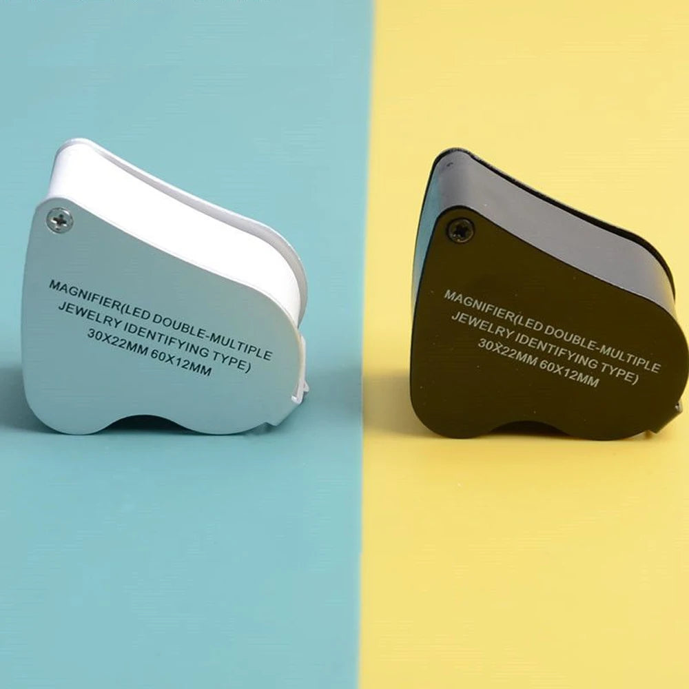 Jewelry Magnifier With Lights 30X 60X Magnification Magnifying Glass Portable Reading Pocket Magnifier Magnifying Loupe
