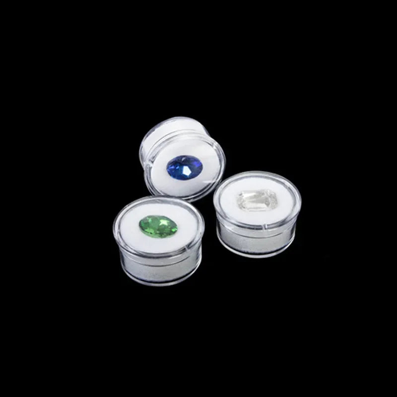 12Pcs/lot Round Bare Diamond Box Diamond Gemstone Bead Storage Box Jewelry Sample Clear Display Container Gem Packaging Case