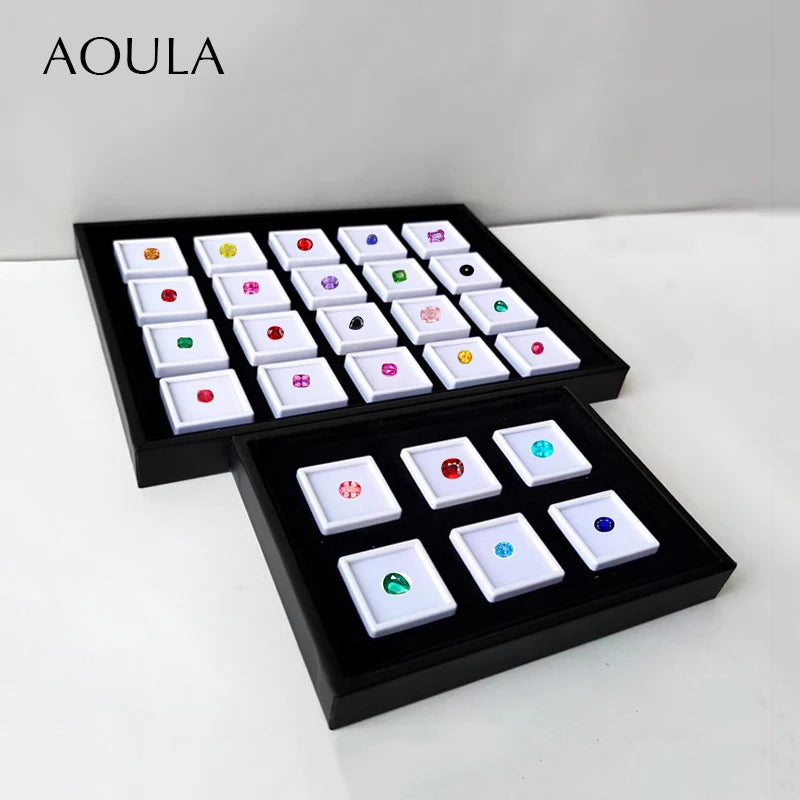 Gem Jar Display Gemstone Jewelry Insert Tray Loose Diamond Stone Display Box Gems Storage Holder Container Organizer with Sponge