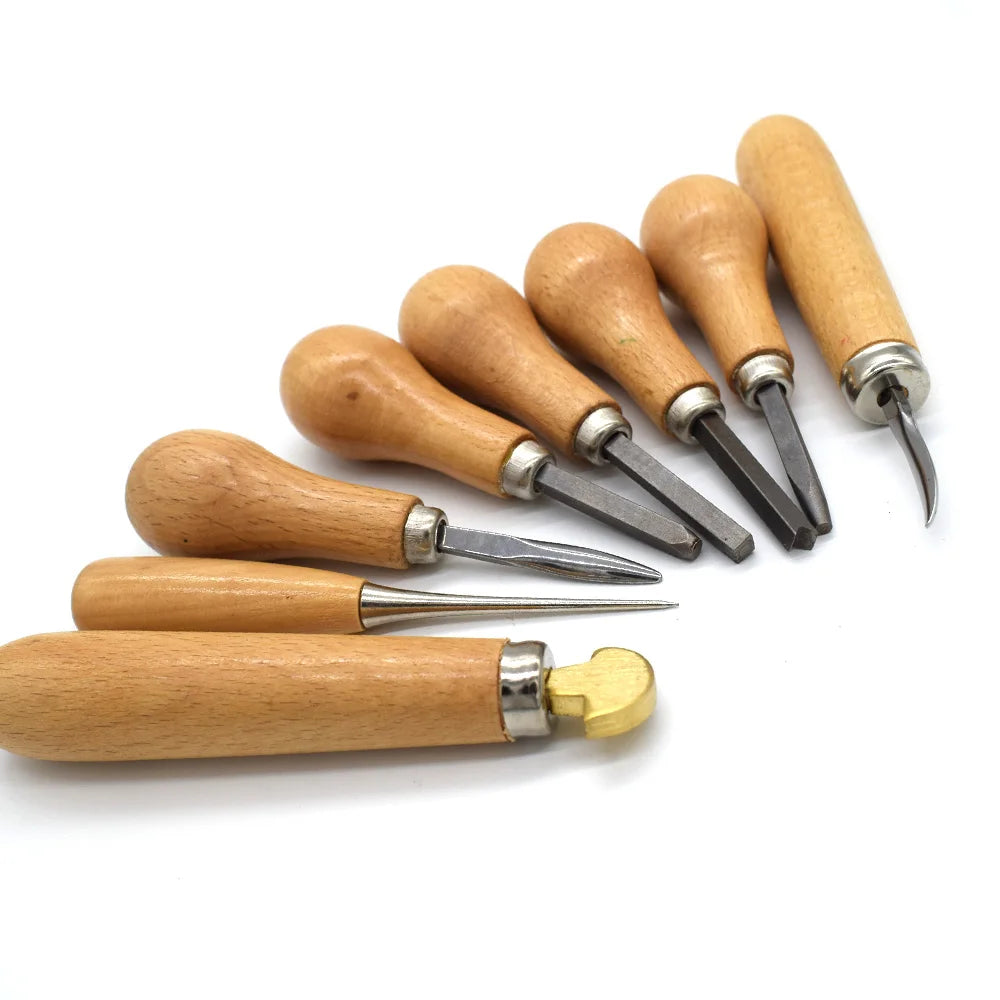 Jewelry Diamond Bezel Set Gemstone Setting Tool Pusher Hand DIY Tool with Wooden Handle