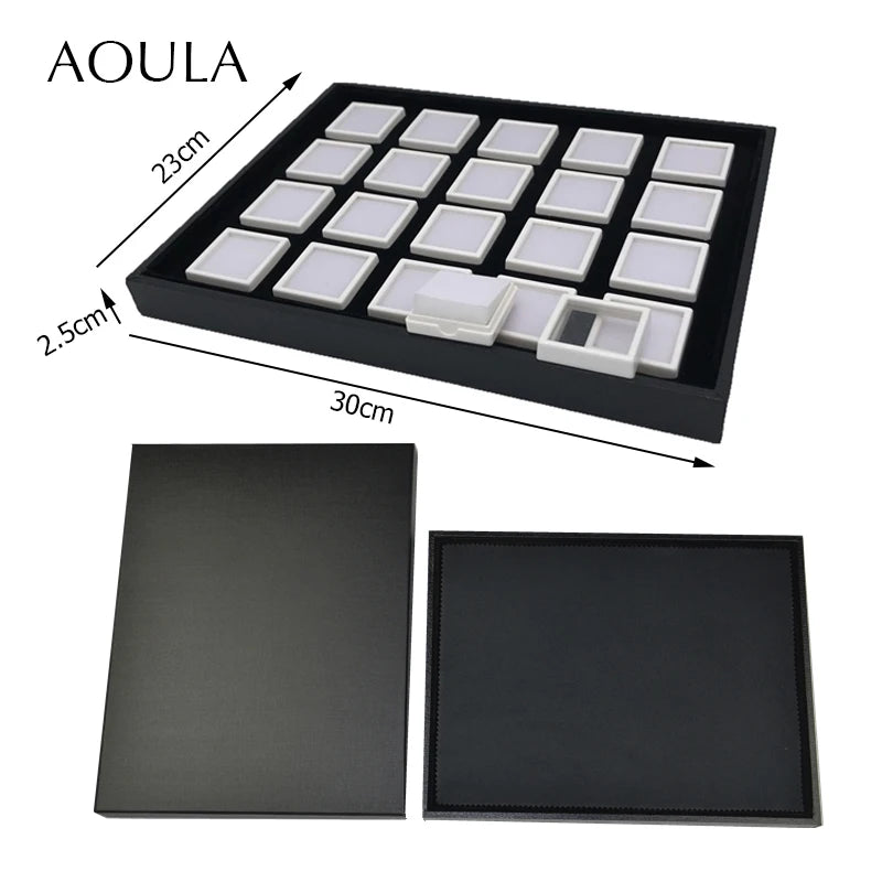 Gem Jar Display Gemstone Jewelry Insert Tray Loose Diamond Stone Display Box Gems Storage Holder Container Organizer with Sponge
