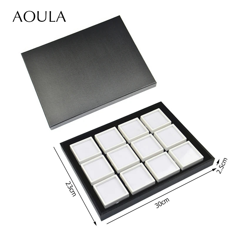 Gem Jar Display Gemstone Jewelry Insert Tray Loose Diamond Stone Display Box Gems Storage Holder Container Organizer with Sponge