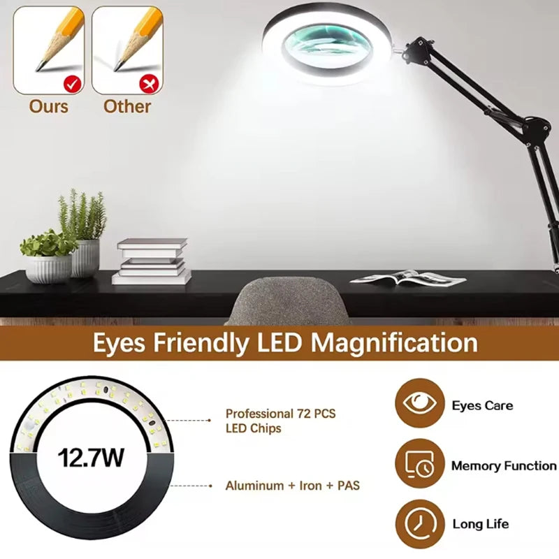 10X Magnification USB 3-Color 64 LED Light Magnifier for Soldering Iron Repair Desk Lamp Skin Care & Beauty Tools