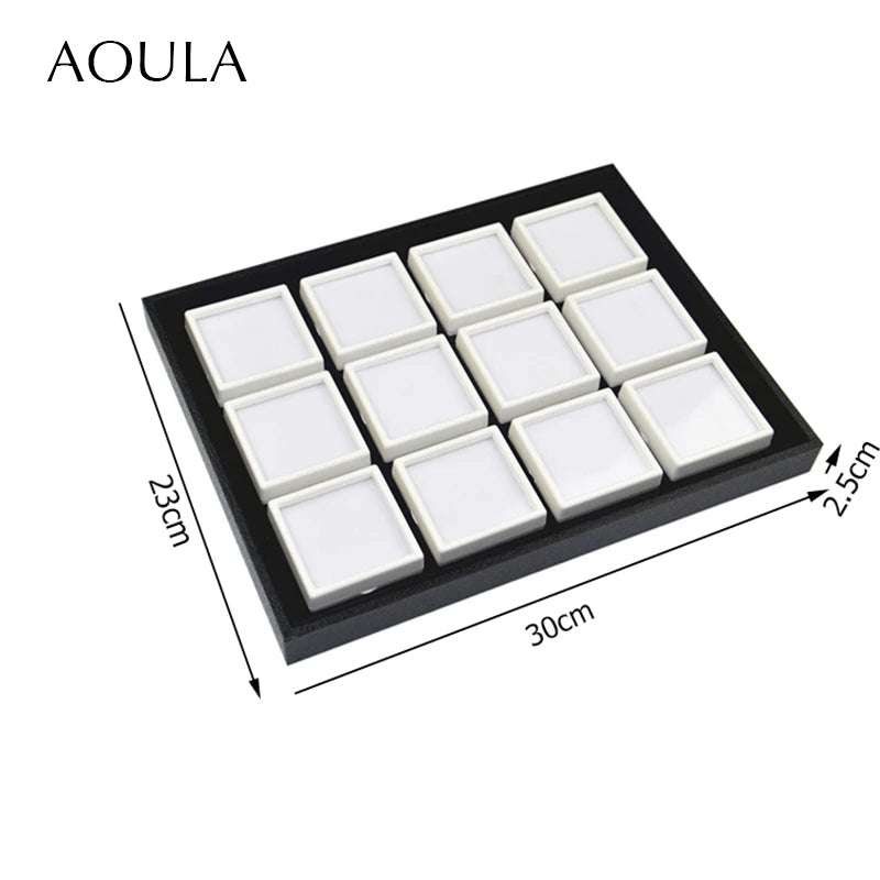 Gem Jar Display Gemstone Jewelry Insert Tray Loose Diamond Stone Display Box Gems Storage Holder Container Organizer with Sponge