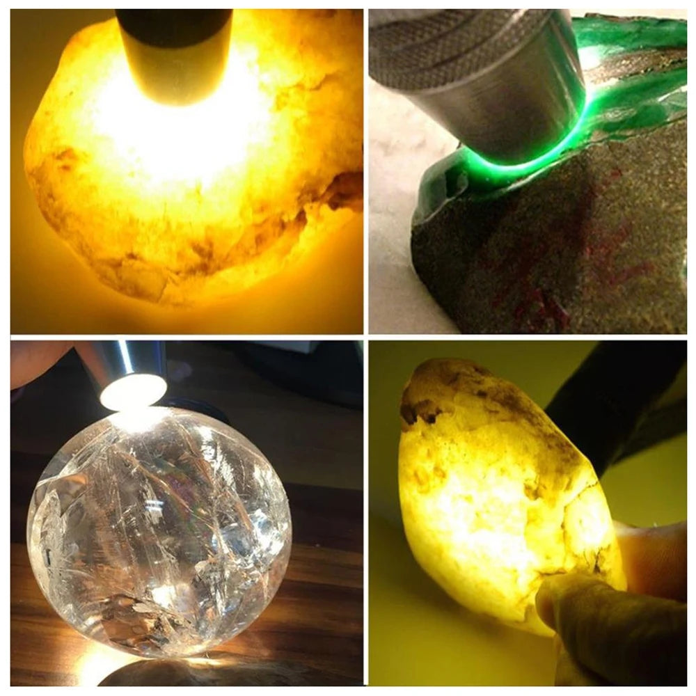 4-In-1 Jade Detector Light UV 365nm Rechargeable Emerald Jewelry Gems Amber Identification Flashlight Ultraviolet LED Torch Lamp