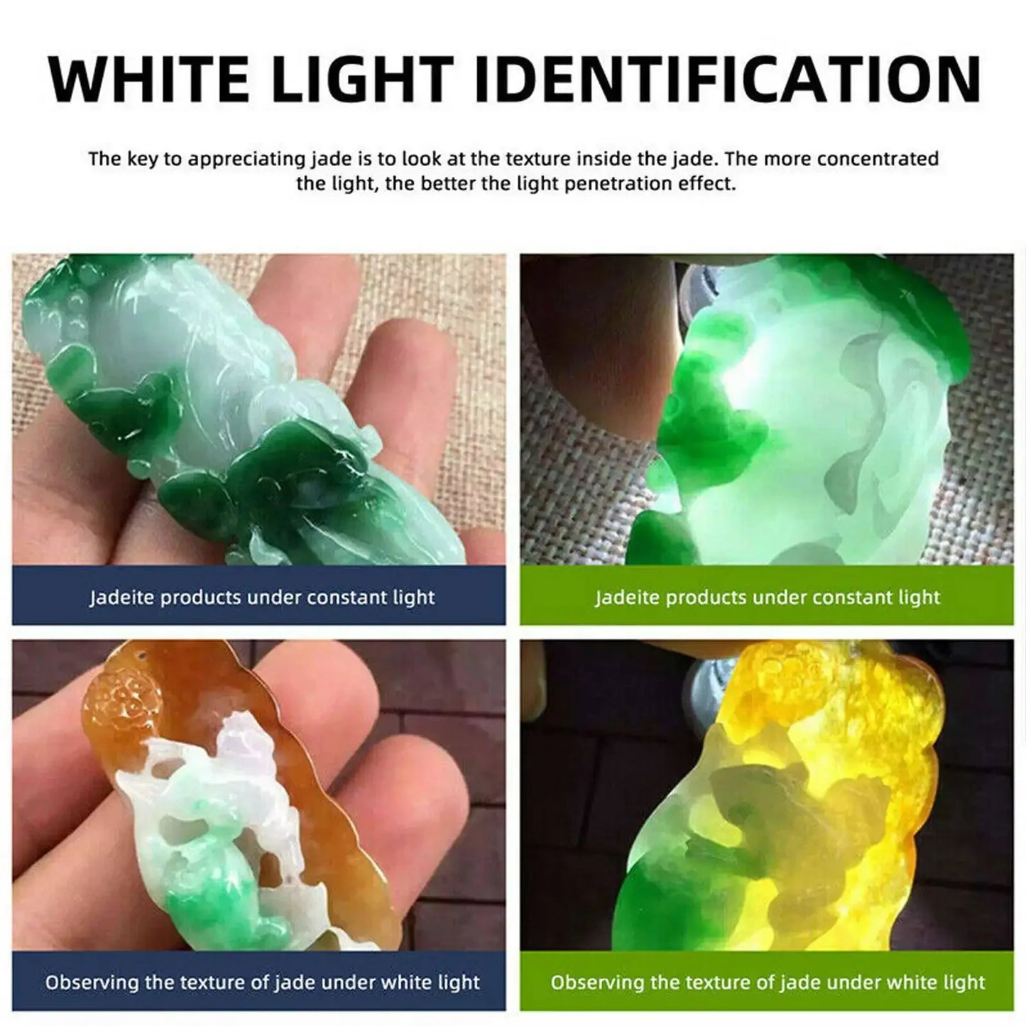 6Colors Expert Jade Identification Torch White/Yellow/Red/Blue/365nm/395nm UV Flashlight Ultraviolet Gems Jewelry Amber Detector