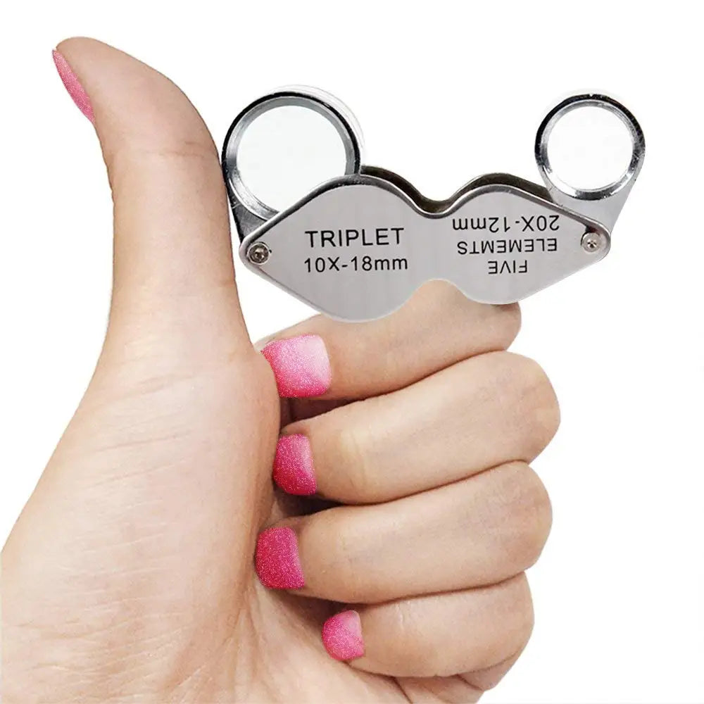 Miniature Magnifying Glass Twin Lens 10x 20x Magnifiers for Jewelrys Gems Stones Stamps Coins Watches Models Magnifier Loupe