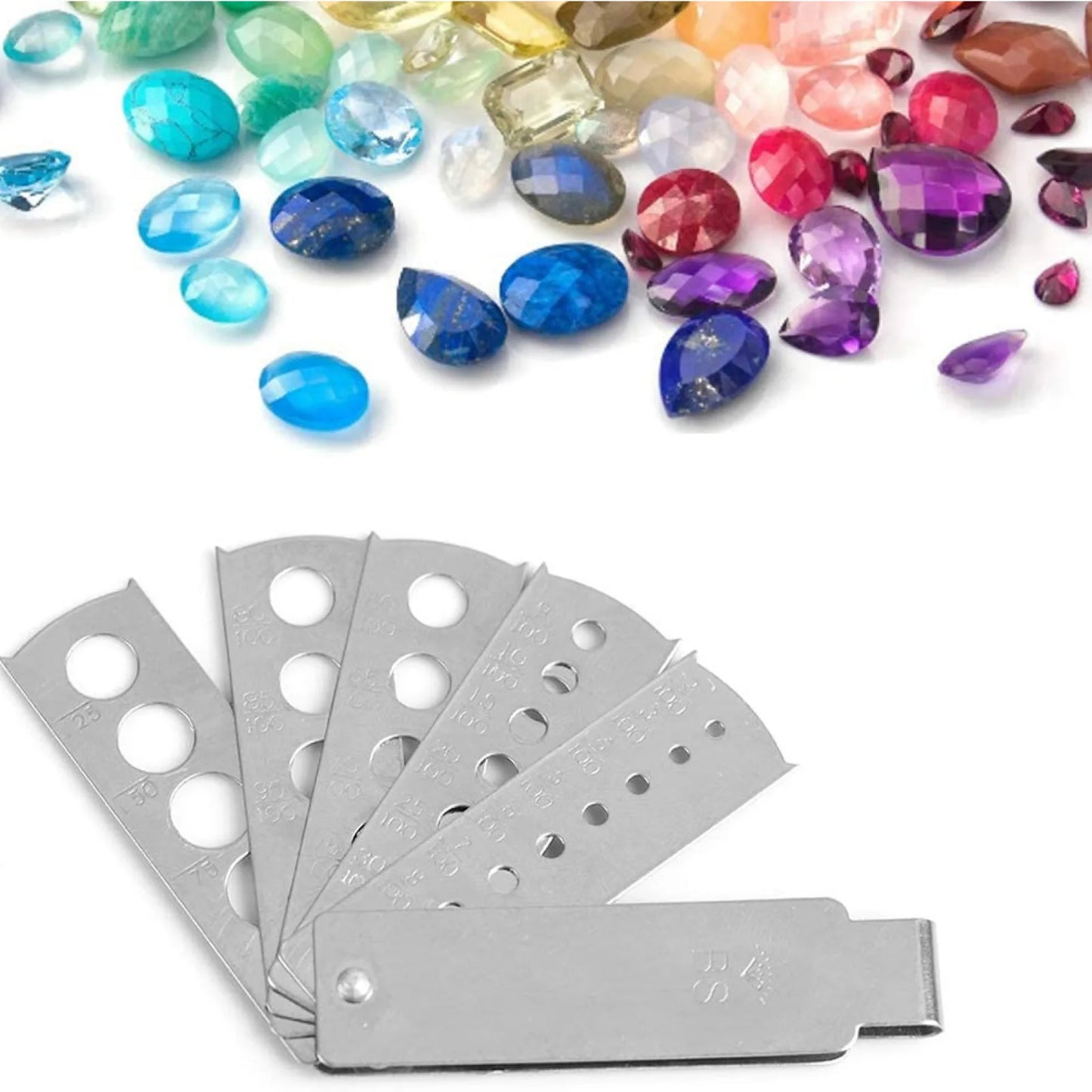 Professional Stainless Steel Diamond Gem Fan Gauge Stone Measuring Tool Jewelry Equipment Accessory Jewelry Making Tools