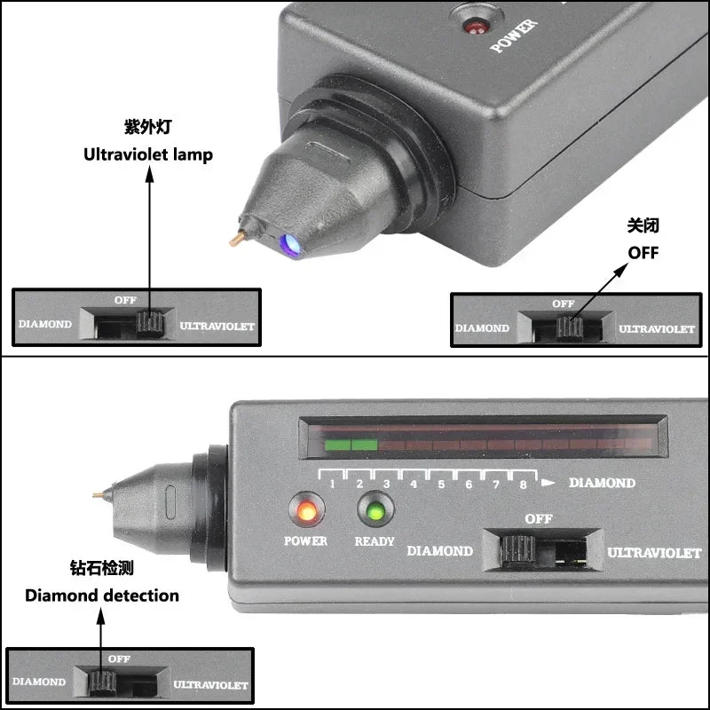 Brand Professional High Accuracy Diamond Tester 2 / 3 Gemstone Gem Selector Jewelry Watcher Tool Led Diamond Indicator Test Pen