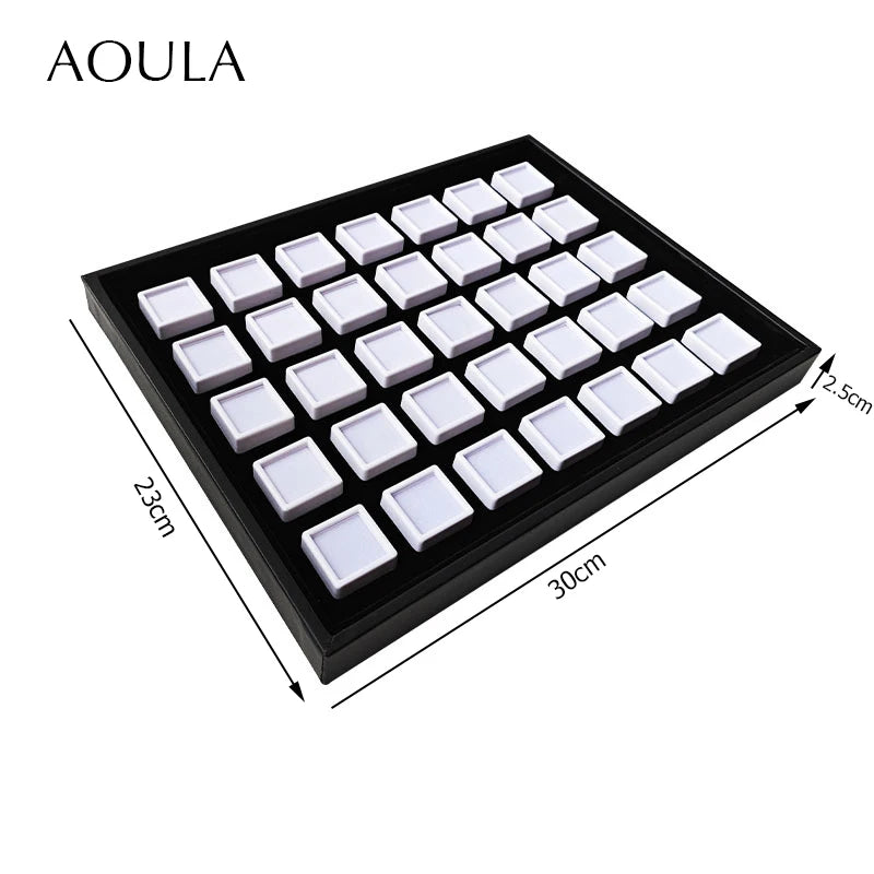 Gem Jar Display Gemstone Jewelry Insert Tray Loose Diamond Stone Display Box Gems Storage Holder Container Organizer with Sponge