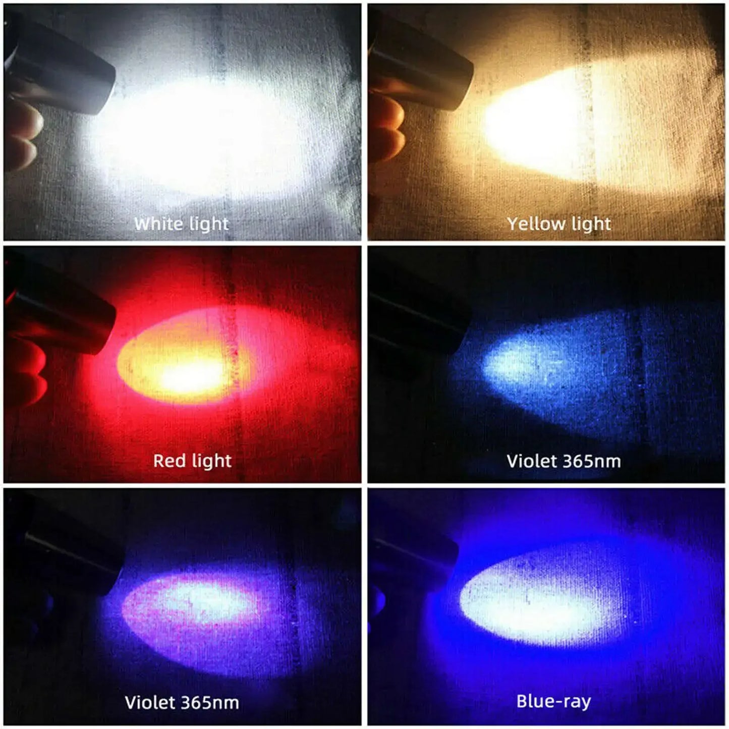 6Colors Expert Jade Identification Torch White/Yellow/Red/Blue/365nm/395nm UV Flashlight Ultraviolet Gems Jewelry Amber Detector