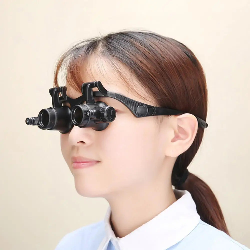 Hand Wearing Magnifier Glasses Magnifying 10X 15X 20X 25X 2LED Professional Magnifier Glasses for Reading Jewelers Repair